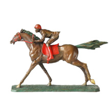 Спорт Бронзовая скульптура Hrose Race Carving Декор латунная статуя TPE-024